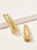 Glitter Detail Transparent Hair Clip 2pcs