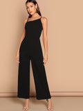 Asymmetric Shoulder Wide Leg Jumpsuit