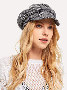 Houndstooth Baker Boy Cap