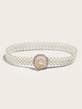 Faux Pearl Embellished Chain Belt