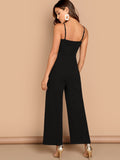 Asymmetric Shoulder Wide Leg Jumpsuit