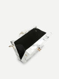 Marbled Print Clutch Bag With Chain