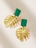 Gemstone Detail Palm Drop Earrings 1pair