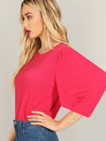 Asymmetrical Flounce Cuff Neon Top