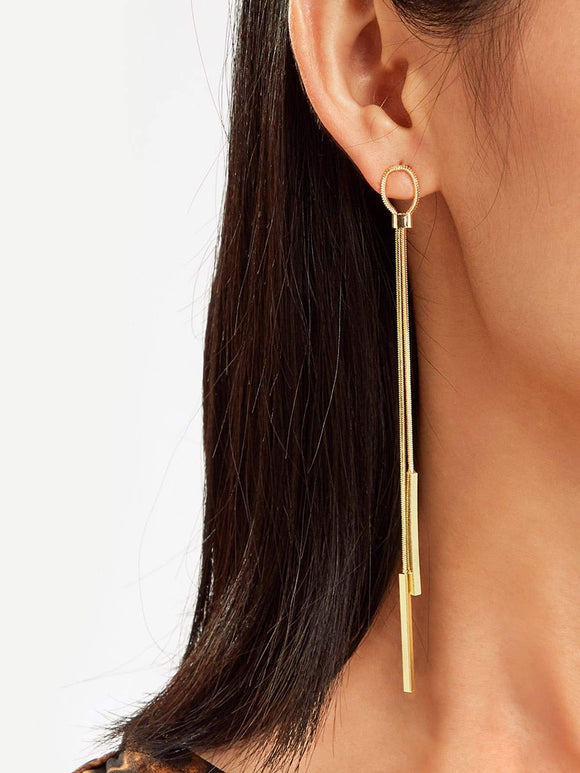 Bar Detail Threader Drop Earrings 1pair