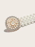 Faux Pearl Embellished Chain Belt