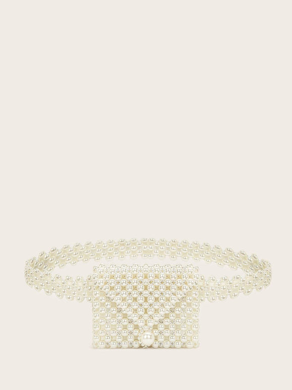 Faux Pearl Beaded Bum Bag