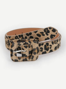 Faux Fur Cover Leopard Belt