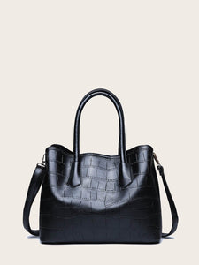 Croc Embossed Shoulder Bag With Double Handle