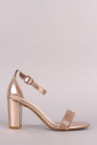 Bamboo Rhinestone Accent Ankle Strap Chunky Heel