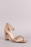 Bamboo Rhinestone Accent Ankle Strap Chunky Heel