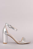 Bamboo Rhinestone Accent Ankle Strap Chunky Heel