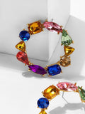 Color-block Rhinestone Hoop Earrings 1pair