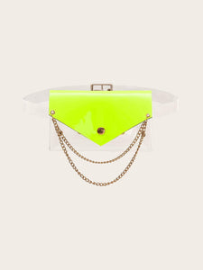 Double Layered Chain Decor Clear Bum Bag