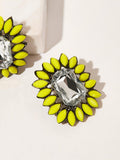 Contrast Trim Rhinestone Stud Earrings 1pair