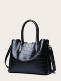 Croc Embossed Shoulder Bag With Double Handle