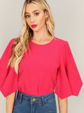 Asymmetrical Flounce Cuff Neon Top