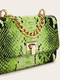 Chain Detail Snakeskin Bum Bag