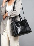 Croc Embossed Shoulder Bag With Double Handle