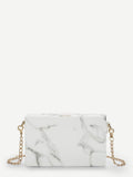 Marbled Print Clutch Bag With Chain